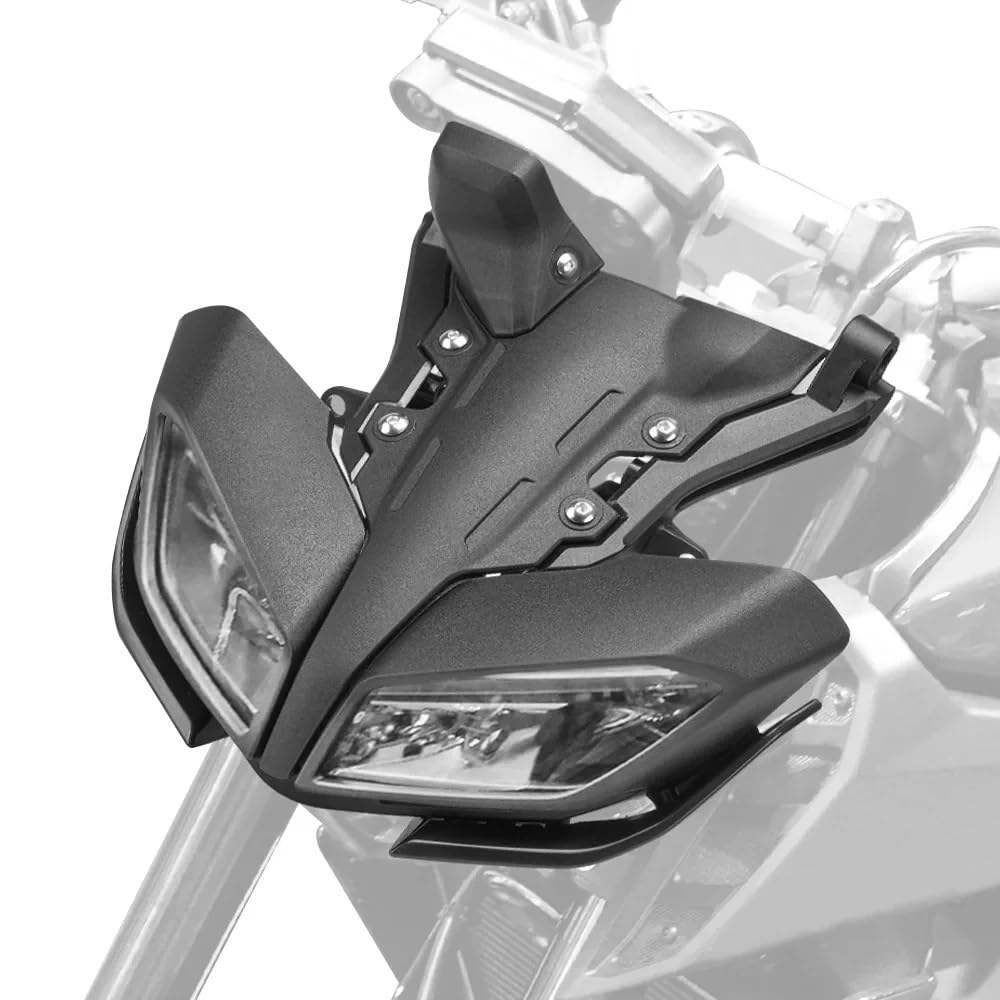Światło Do Jazdy Pasuje Do Yamaha MT09 2017-2020 Osłona Na Światła LED Motocykl Przednia Osłona Głowy Górny Nos Owiewka Osłona Uchwytu Reflektor Dirt Bike Reflektor(Set Black)