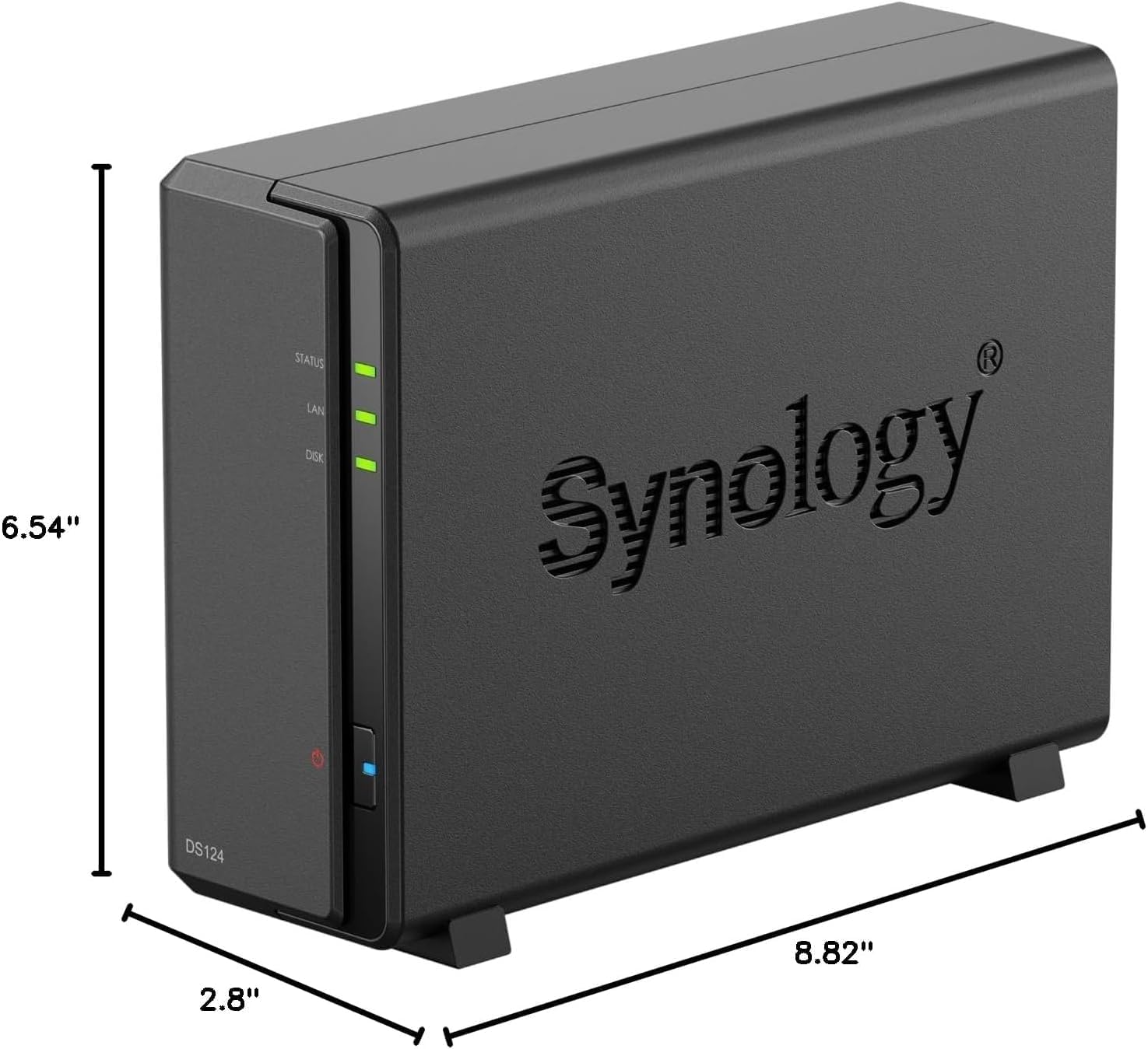 DS124 Boîtier NAS pour 1 DD 3.5p/2.5p 1.7GHz QuadCore 1Go LAN 1GbE USB3.2