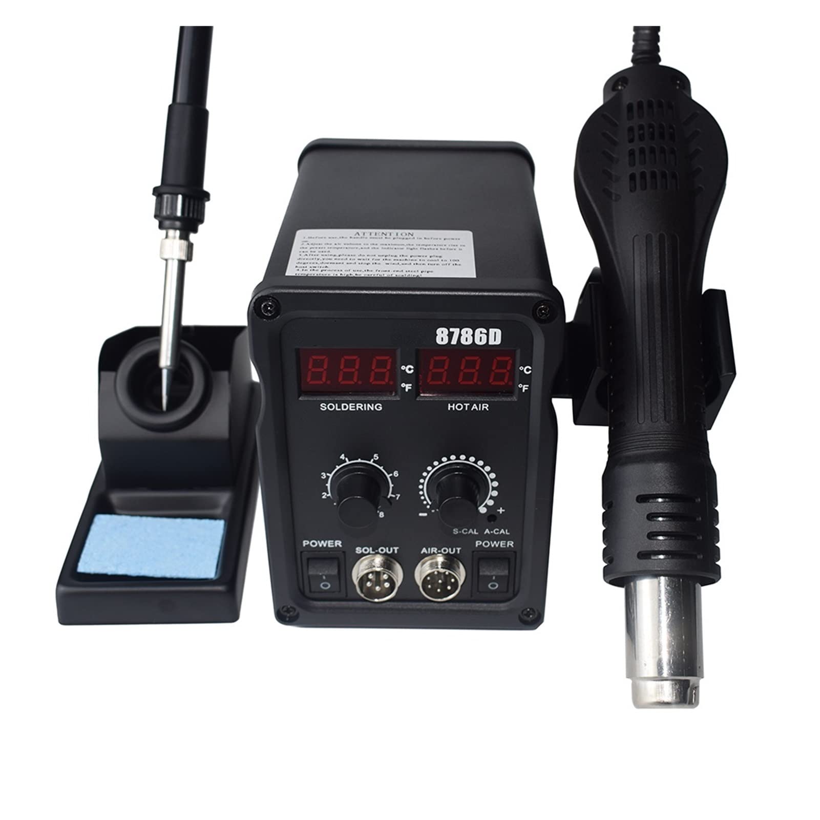 Stazione Saldante, 750W 2 in 1 SMD Equipaggiamento Rework Station 8786D Gun di aria calda + ferro saldato