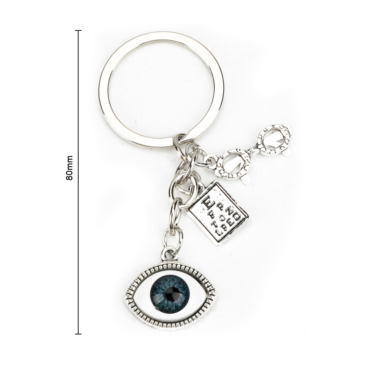 Eyeball Keychain with Glasses & Eye Chart Charm,Fun Gift for Eye Doctors & Vision Enthusiasts