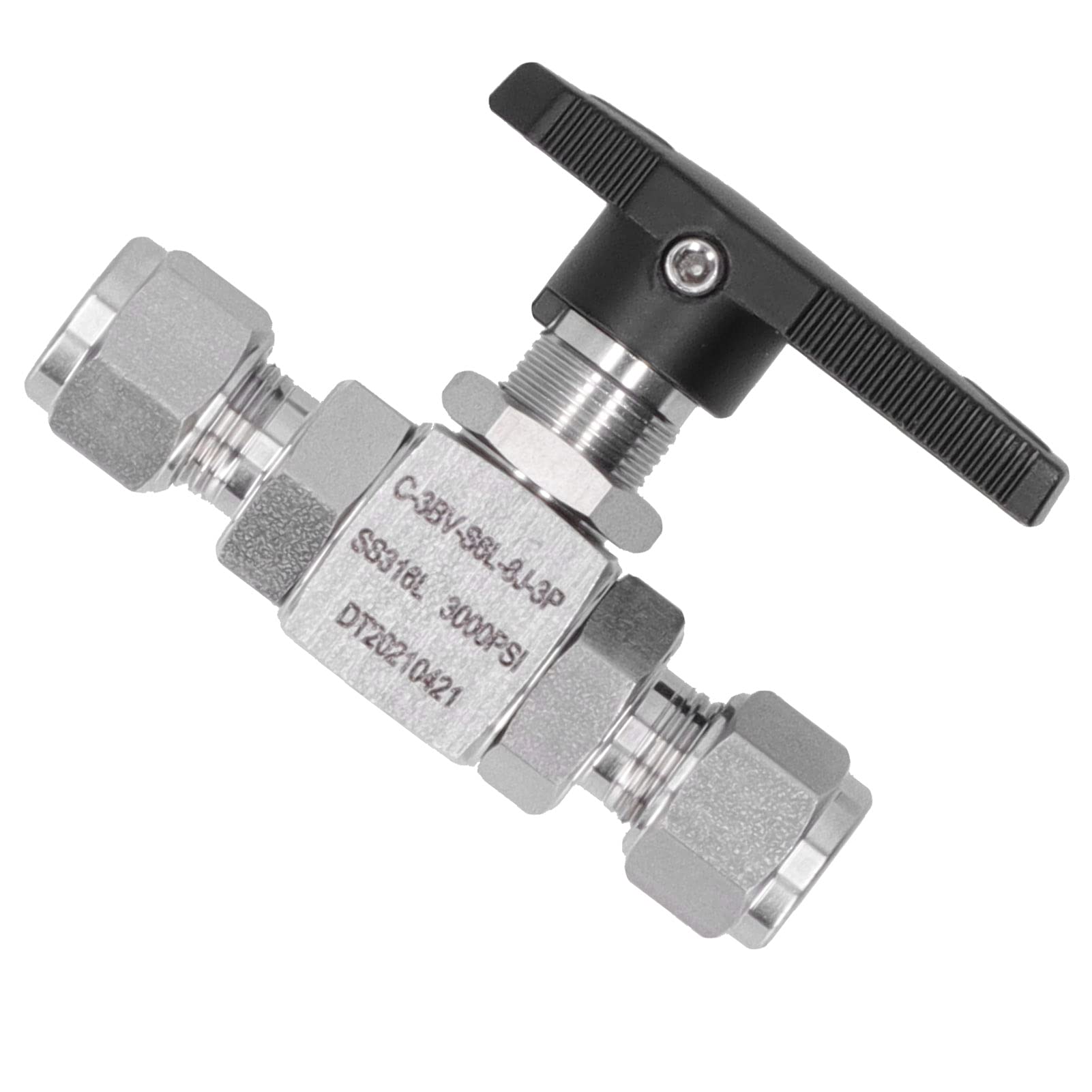 Válvula de bola de acero inoxidable, equipo de virola pasante recta de 3 piezas SS316L de 8 mm de diámetro para conservación de energía, industria automotriz, petroquímica,