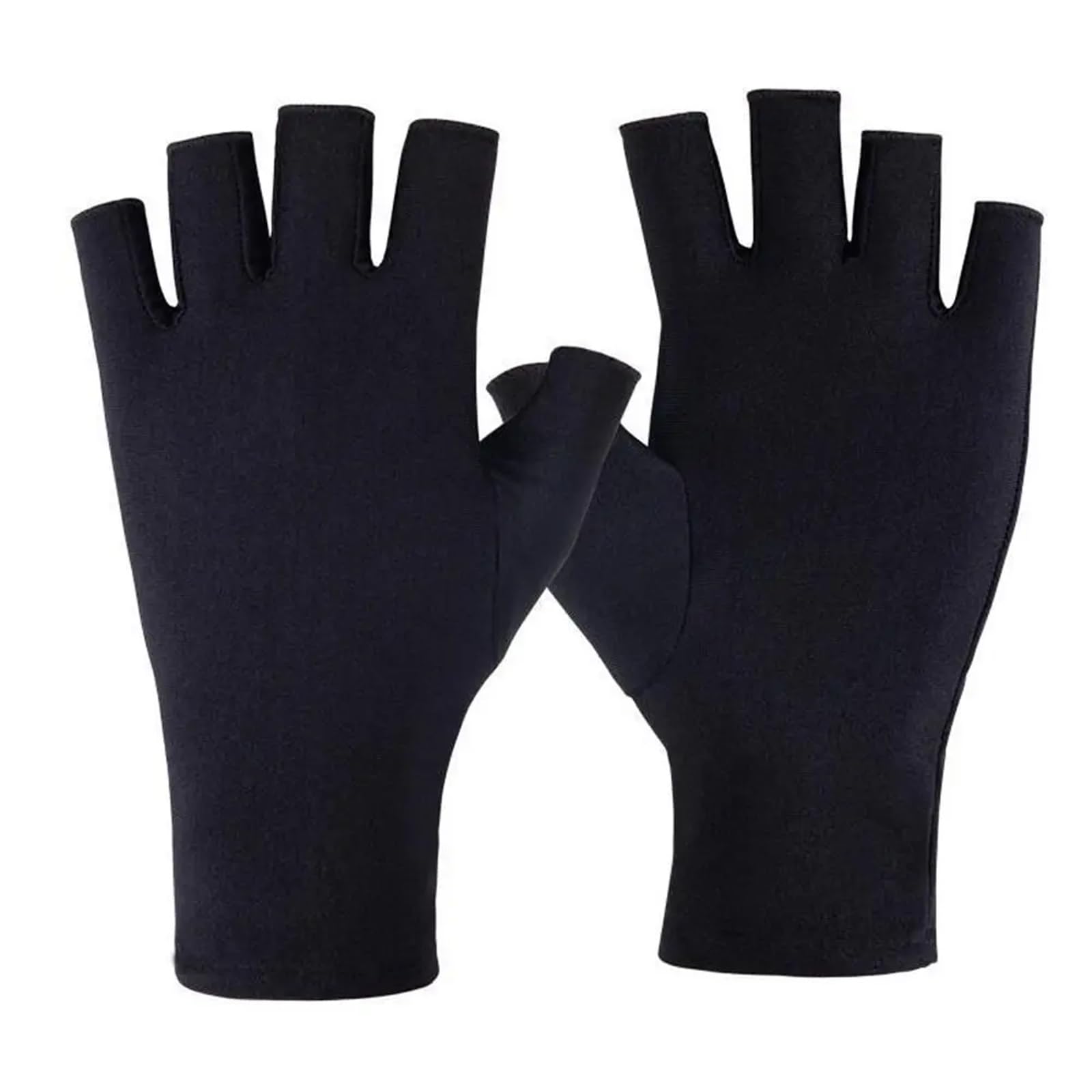 JMORCO Sun Gloves Short Breathable Two Finger Fashion Sunscreen Outdoor Fingerless Women Gloves Ice Silk Man Mittens(Black-fingerless)