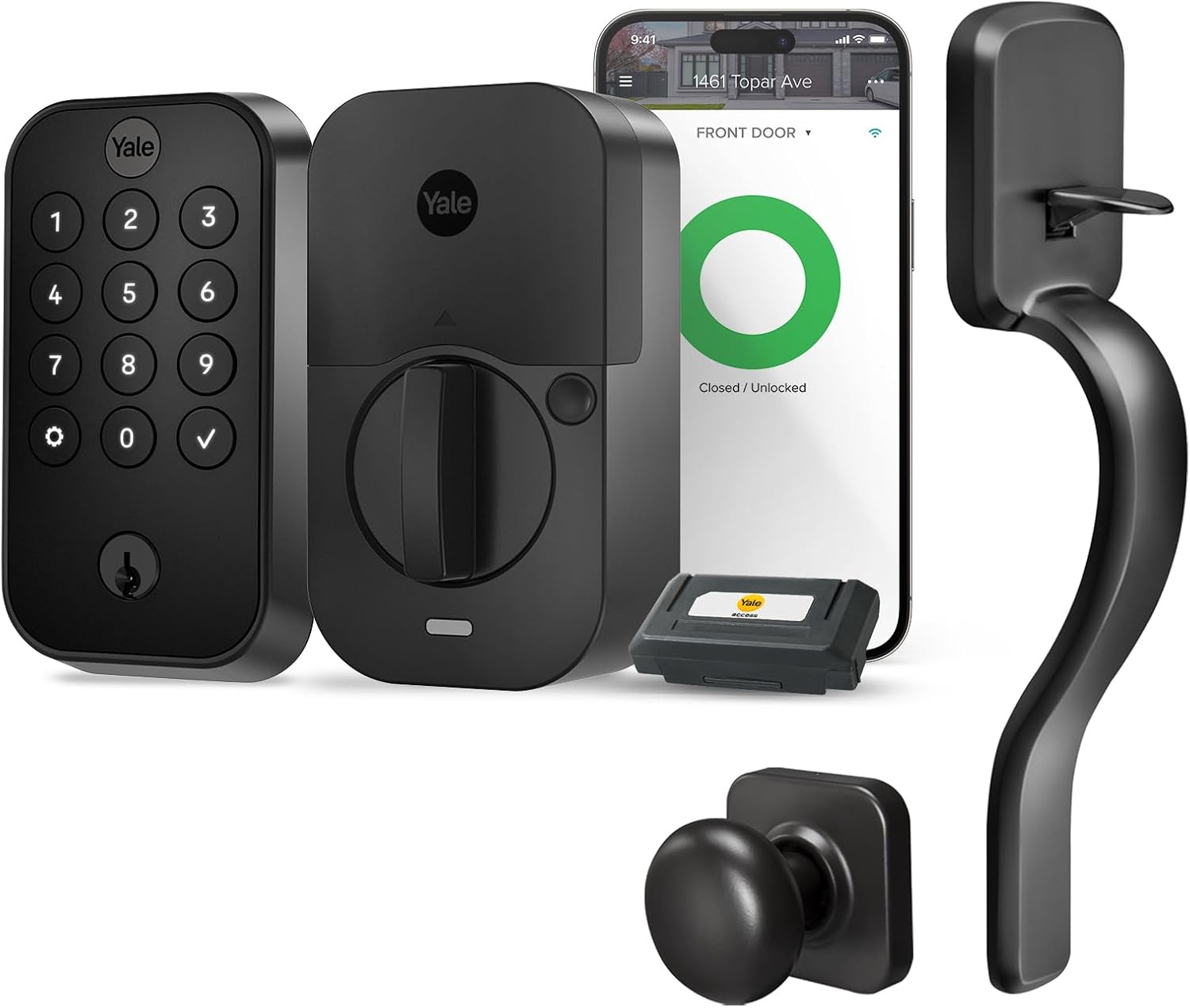 Yale Assure Lock 2 Keypad with Wi-Fi and Ridgefield Handle in Black Suede