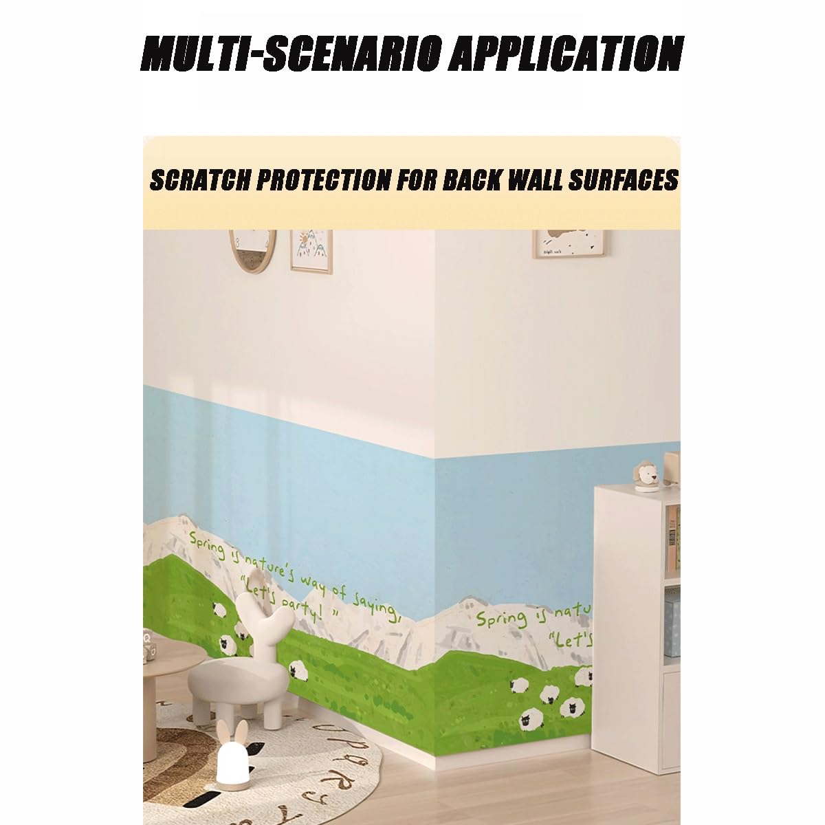 Adhesivos decorativos para paredes con motivos de animales para bebés: autoadhesivos y removibles, ideales para decorar habitaciones infantiles(Yellow,5m*88cm)