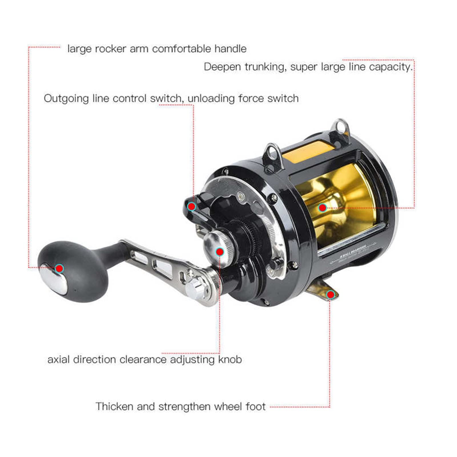 Moulinet de Pêche Tout Métal TR12000, 8 Roulements