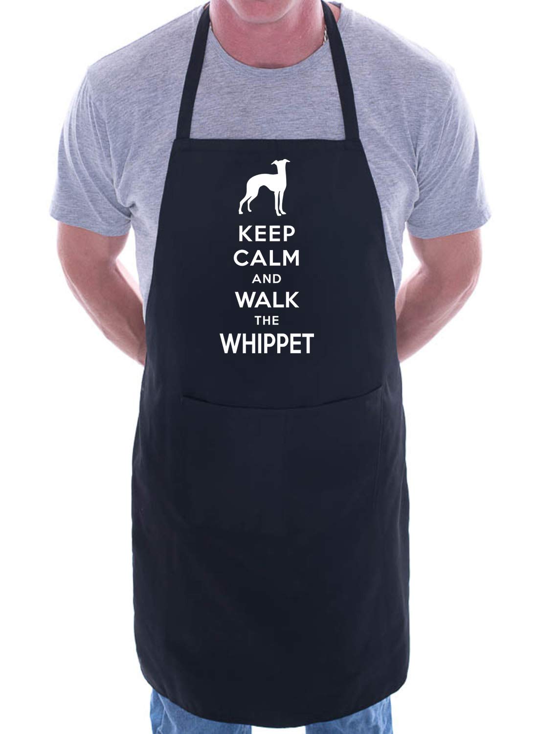 Print4u Women's Black Keep Calm & Walk The Whippet Apron Cooking Novelty Bbq Gag Gift Present For Dog Lover Mens