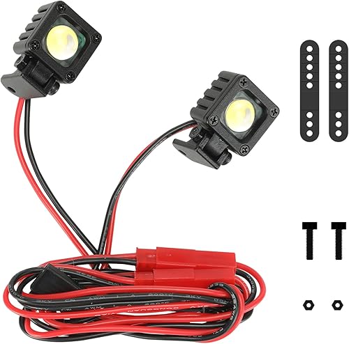 Miniatura 7 de Barra de luz RC con carcasa de metal, lente rectangular, 2 unidades, luces RC Crawler Accesorios para Axial SCX10 Traxxas TRX4 TRX4M Arrma Senton