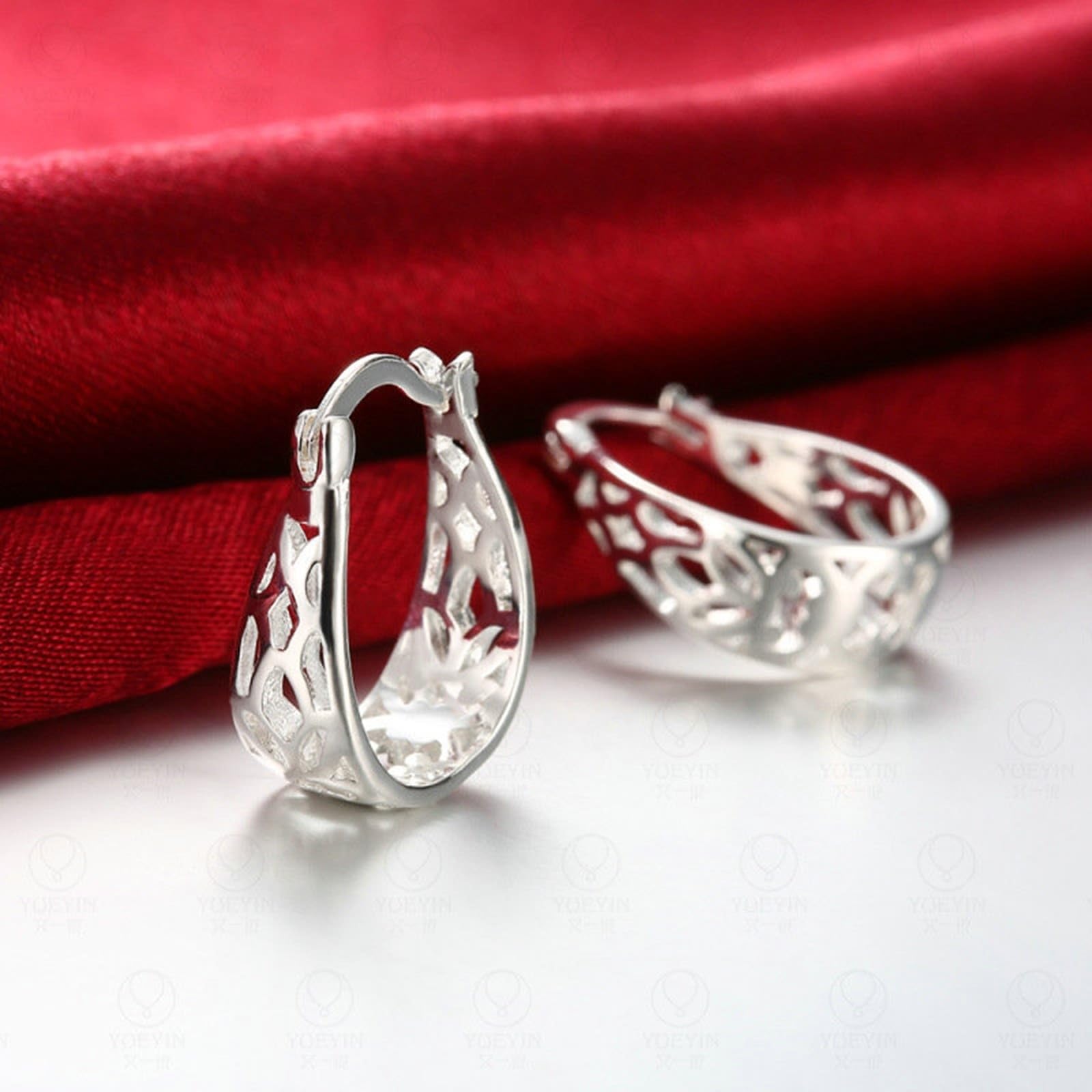 KnSam Au750 Pendientes de oro blanco para mujer, joyas de oro real, pendientes de aro de aro de filamento de 18 K, pendientes de aro para mujer, pequeños, plateados