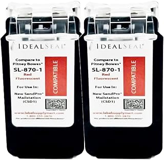 IDEALSEAL New Replacement Postage Ink for SL-870-1 Red Ink Cartridge for New SendPro Mailstation (CSD1) (2 Pack)