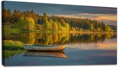 Miniatura 25 de 20"x 40" Canvas Wall Art Forest Green Nature Landscape Vintage Oak Tree Sunrise Mountain Framed Pictures Painting Prints Large Wall Art for Living