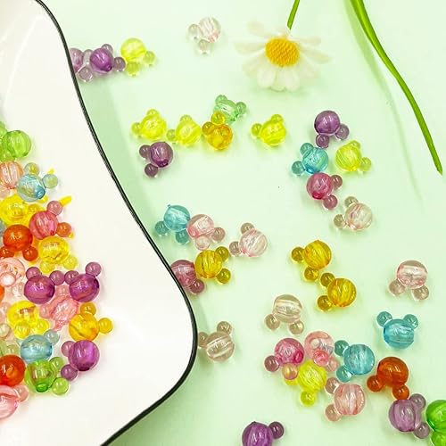 Miniatura 2 de Cuentas acrílicas, 150 cuentas de cabeza de ratón, color caramelo, agujero grande, cuentas pastel, colgantes, cuentas surtidas de plástico pastel,
