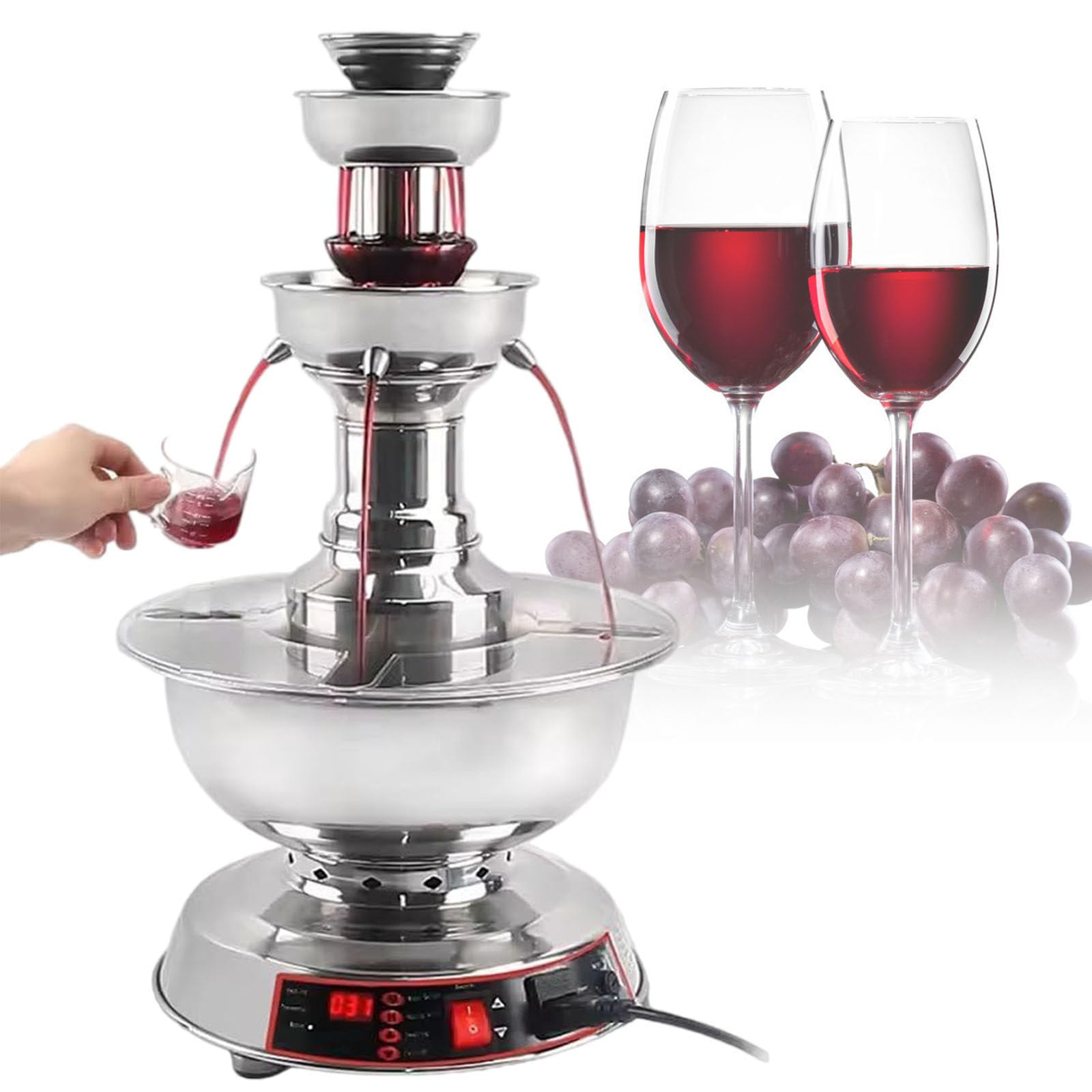 ASerZenith Wine Fountain Machine, 120W Electric Champagne Fountain, 3-Tier Party Drink Dispenser For Wine, Champagne, Water, Juice