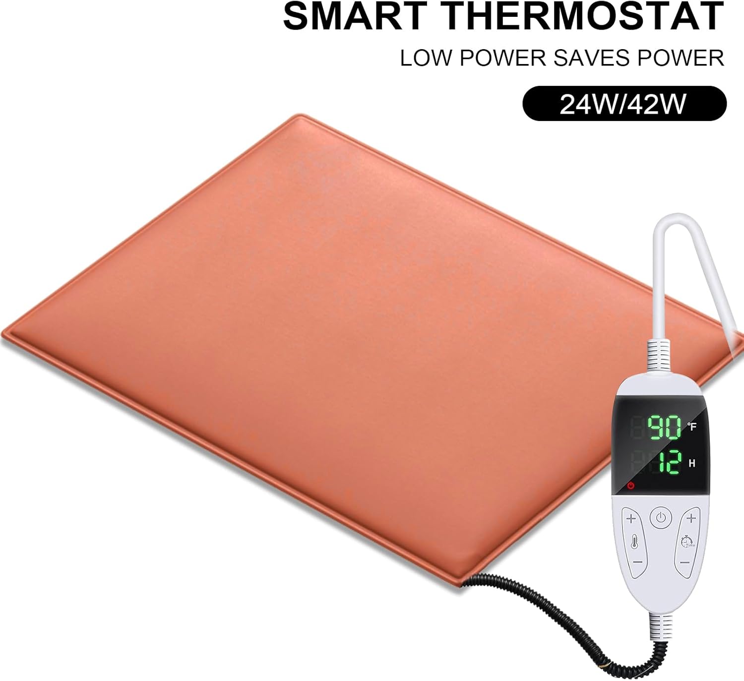 Chicken Heating Pad Baby Chicks Heater Mat Temperature and Timer Adjustable Led Display Chicken Warming Blanket Heated Mat with Anti Bite Cord Chick Brooder Heating Plate Orange 15.6" X 23.4"