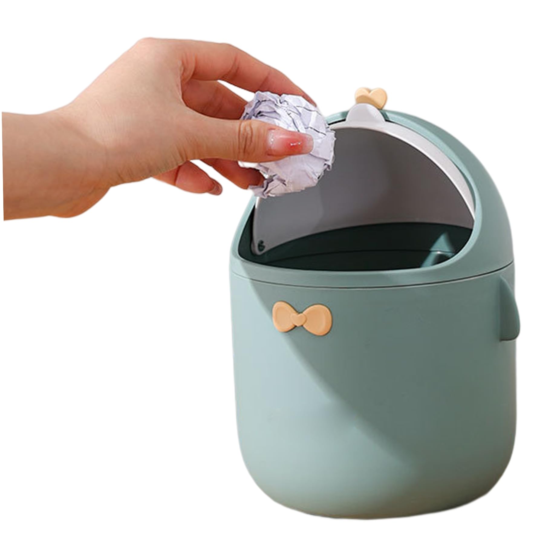 Petit bac de bureau vert mignon pour organiser un espace de travail à la maison