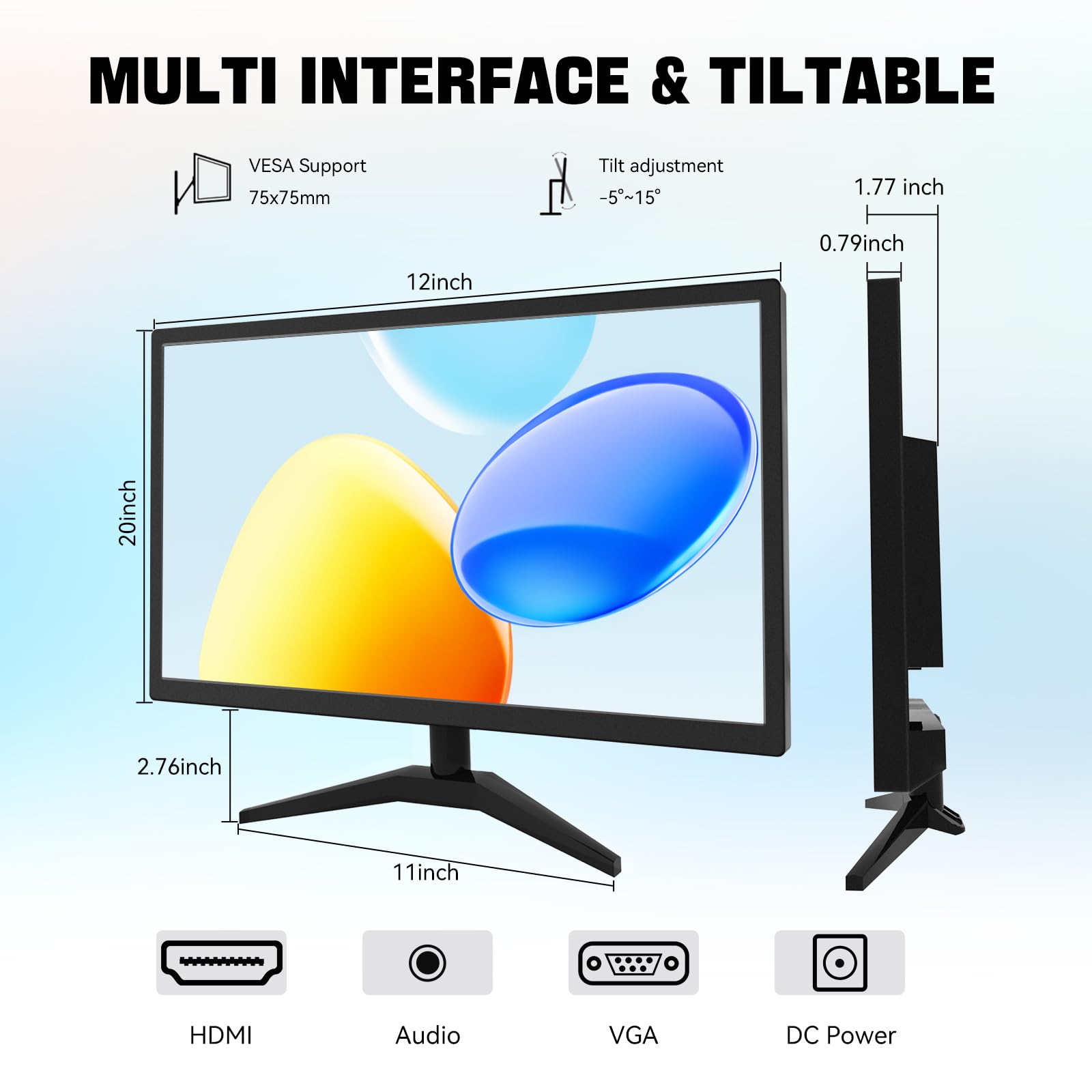 Monitor touchscreen da 22 pollici FHD 1920 x 1080P IPS PC, display touch a 10 punti con porte USB HDMI VGA, altoparlanti integrati, montaggio VESA