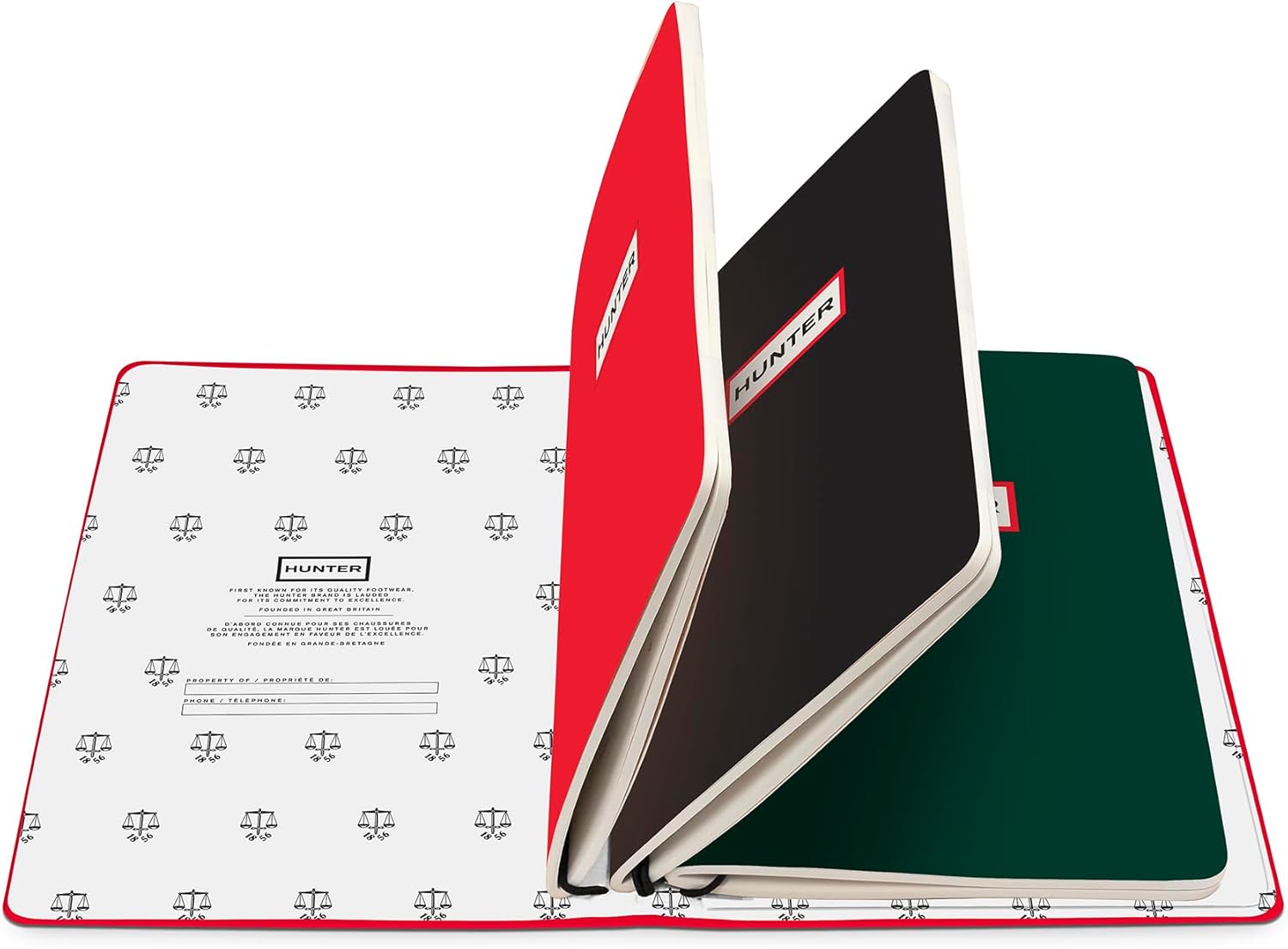 Hunter - Rambler Refillable Notebook, 8.6” X 6” Book with 3 A5 Booklets, 80 Pages Each of Lined Paper, Dot Grid, & Blank Pages for Drawing or Journaling, Elastic Band & Inside Pocket, Hunter Red