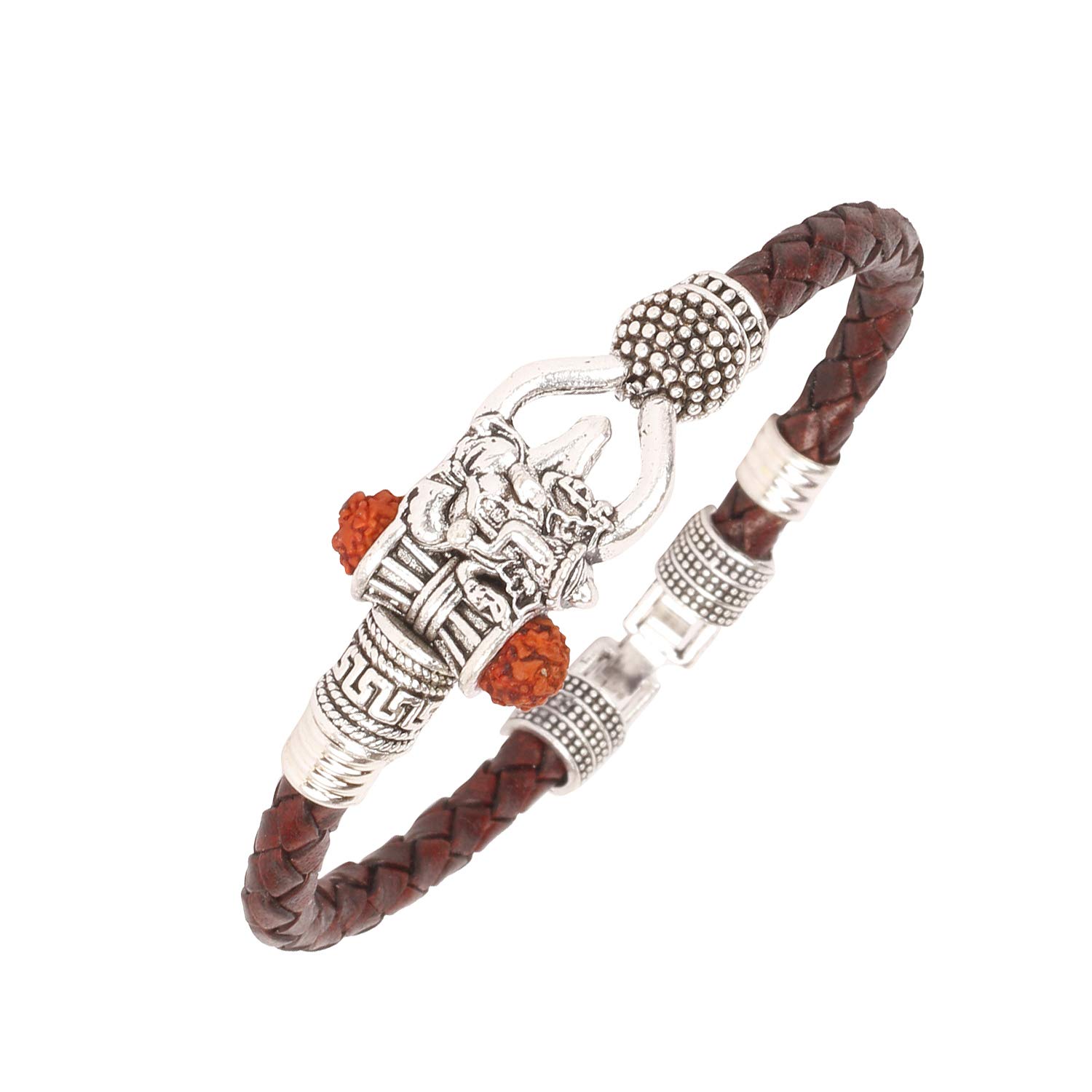 Shining Jewel - By Shivansh Silver Healing And Powerful Rudraksha Adjustable Leather Bracelet For Men (Sj_3322) (B08QFW43LJ) Amazon Price History, Amazon Price Tracker