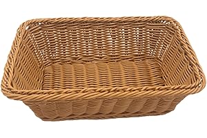 Teng Lang 12" Wicker Bread Basket, Woven Tabletop Food Fruit Vegetables Serving Utensil (12X8X4 inch)