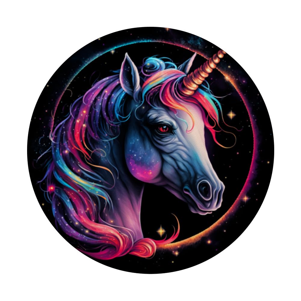 Colorful galaxy Unicorn PopSockets Swappable PopGrip, Black - Image 3