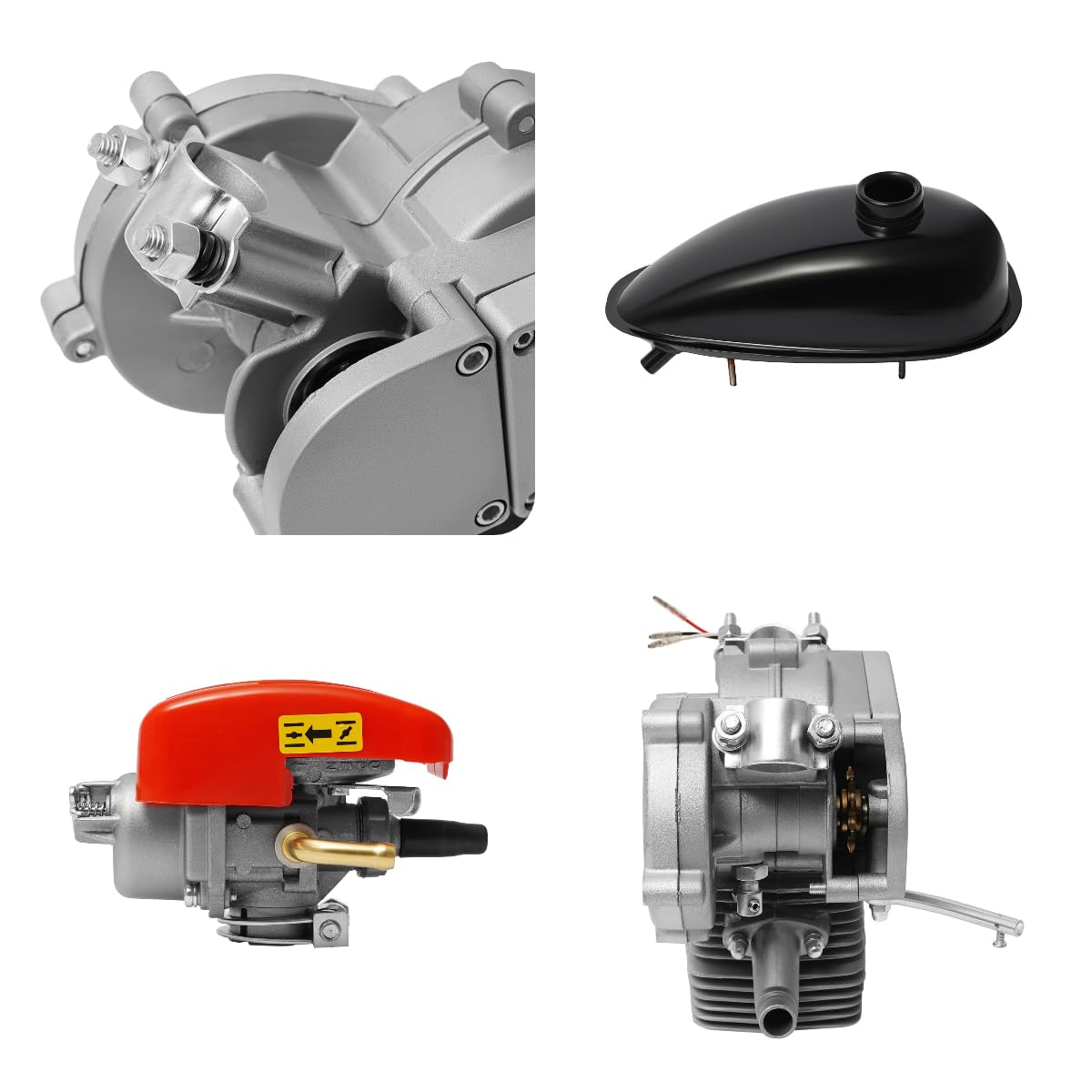 100cc 44 Zähne 2-Takt Fahrrad Motor Kit, Benzinmotor mit Vregaser CDI Umrüstkit 2L Tank für 26-28 Zoll Mountainbikes