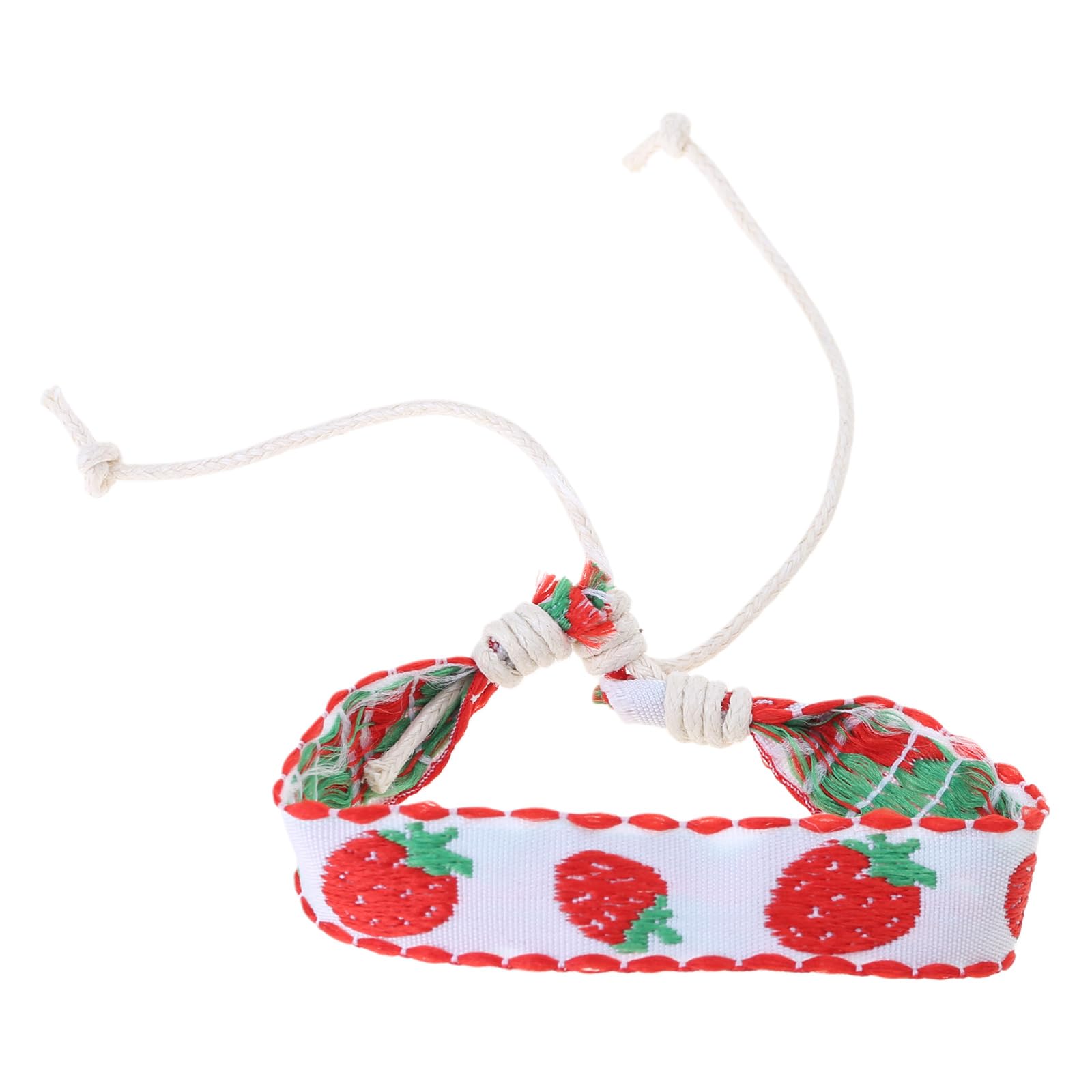 Maxtonser Strawberry Flower Embroidered Bracelet Handmade Braided Bracelet Friendship Wrap Bracelets Thread Woven Wristbands