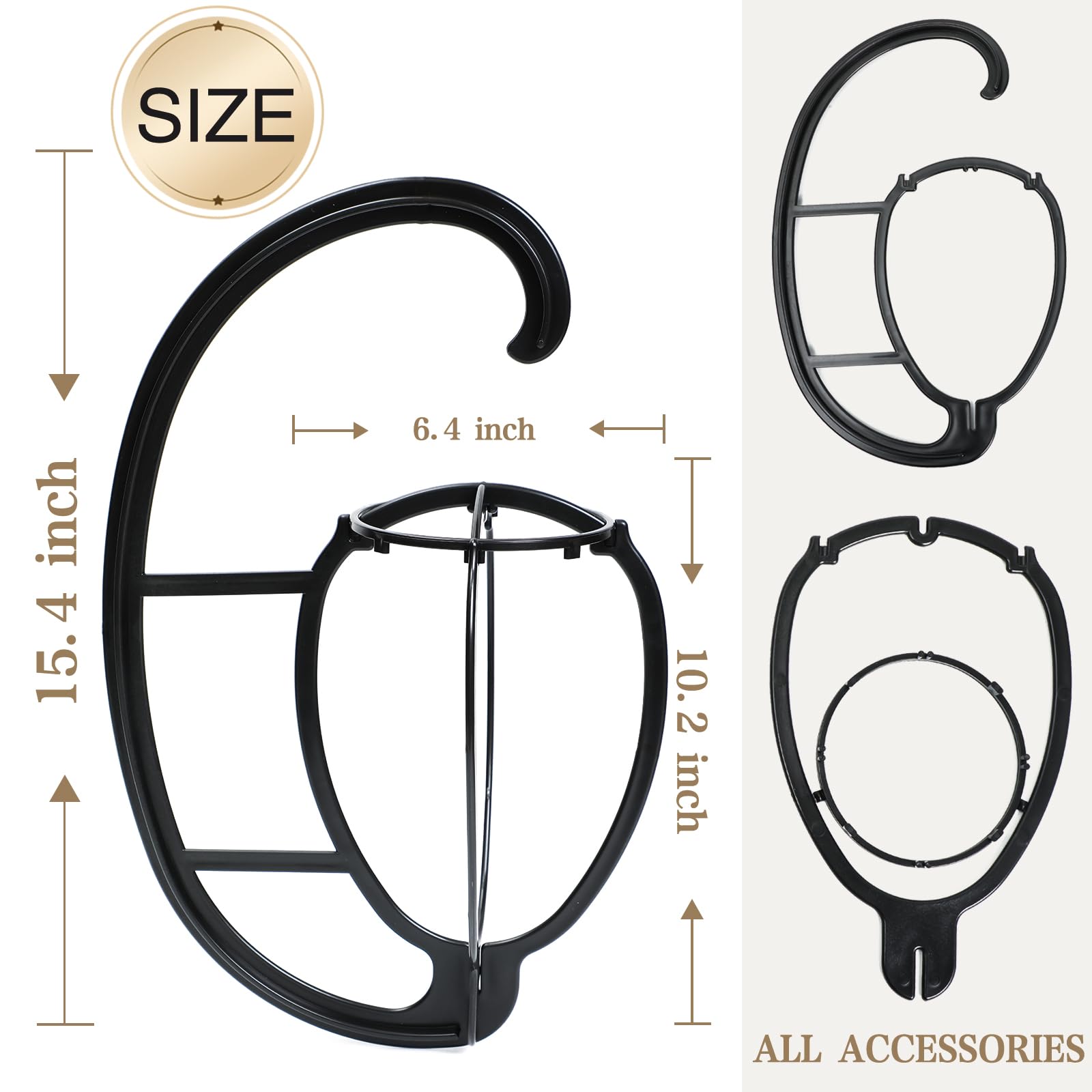 Lot de 4 supports de perruque avec 2 supports de perruque portables et 2 supports de perruque suspendus, support de perruque pliable pour plusieurs perruques, présentoir de perruque de voyage