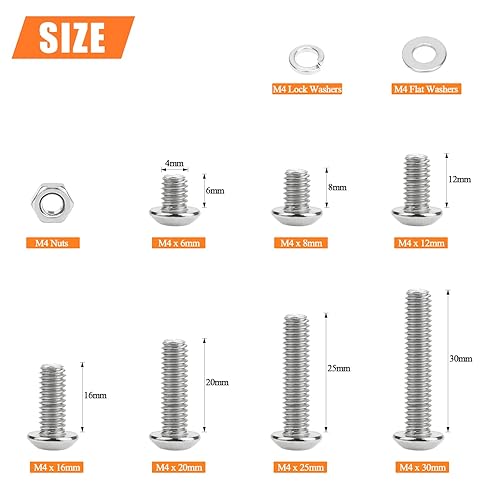 Miniatura 99 de 120 piezas M6 x 0.394 in /0.472 in /0.630 in /0.787 in /0.984 in /1.181 in /1.378 in, cabeza hexagonal, tornillos, arandelas, tuercas, kit