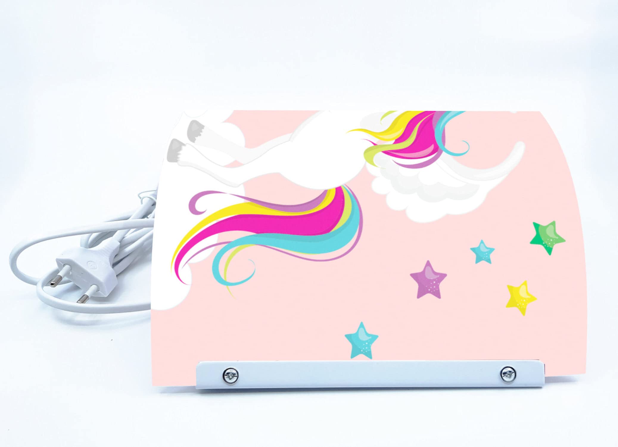 WA-1034-02, Einhorn rosa, Kinderzimmer Wandlampe personalisiert mit Namen, Nachtlicht/Schlummerlicht für Steckdose, E14, 22 x 22,5 x 8,5 cm