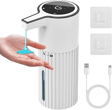 HOMELYLIFE Automatic Foam/Luquid Soap Dispenser, 13.53oz/400ml Touchless Dispenser w/ 4 Adjustable Levels, 1800mAh USB Rechargeable Smart Hand Free Dispenser for Bathroom,Kitchen,Office,Home Liquid