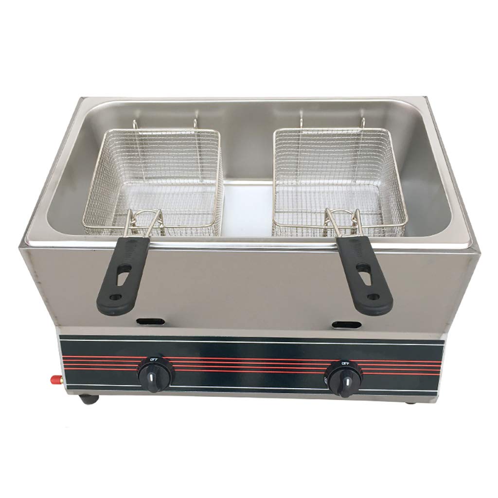 Friteuse à gaz 22L inox double bac pour stopper l'attente et le mélange des goûts