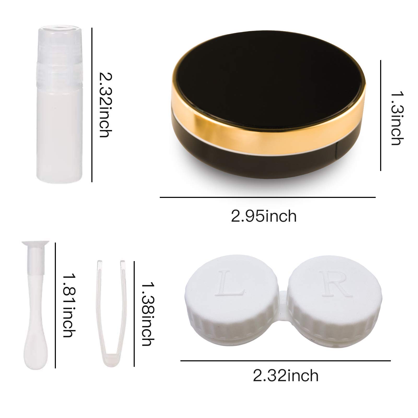 Confezione da 2 custodie per lenti a contatto con specchio, soluzione da viaggio include strumento di rimozione delle lenti a contatto con bottiglia e pinzette.., bianco, 2 Count (Pack of 1),