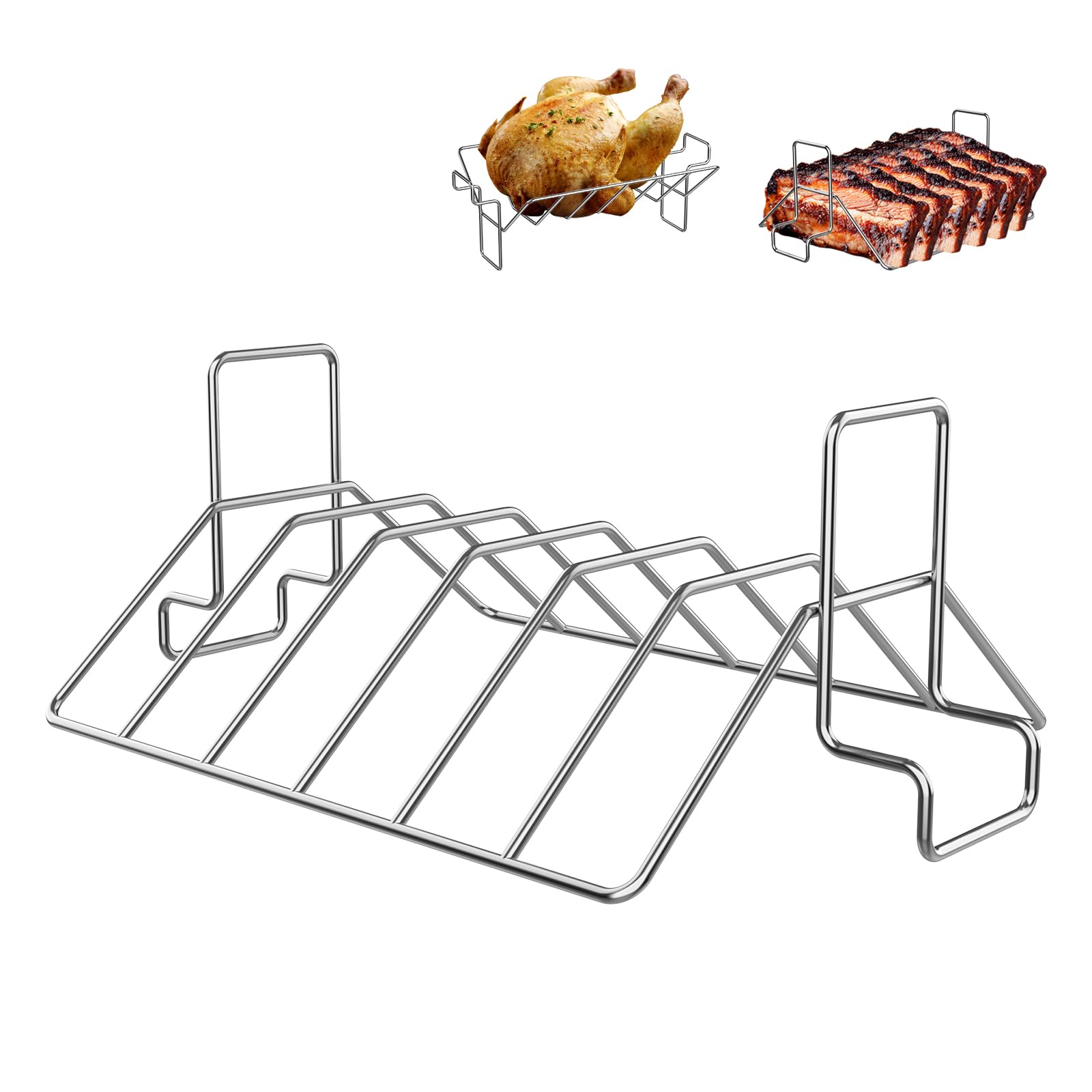 BBQ-PLUS Rib Rack and Chicken Rack for Smoking and Grilling,Must Have ...