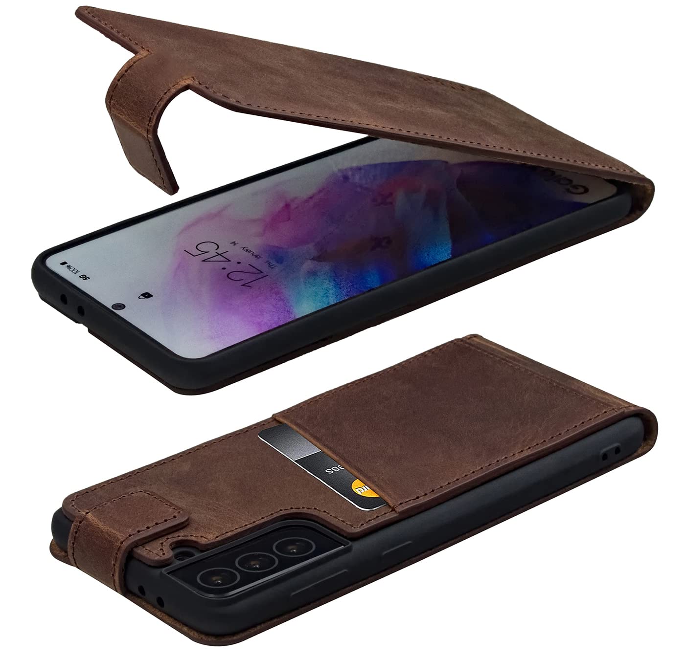 Suncase Original Flip-Style Hülle kompatibel mit Samsung Galaxy S26 Ultra 5G Tasche Echt Ledertasche (Ultra-Slim) Schutzhülle Case Cover in antik Coffee