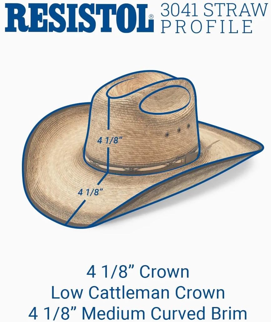 RESISTOL Amarillo Sky Palm 4-1/8" Brim Straw Cowboy Hat Palm