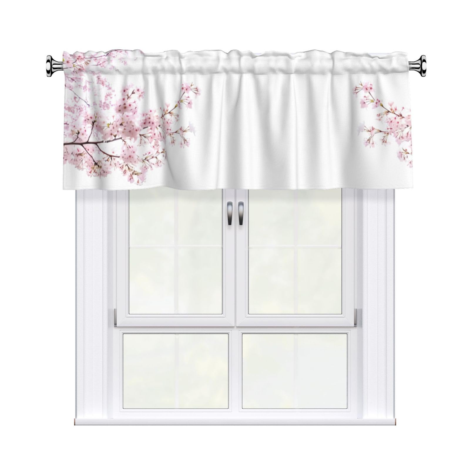 YYHHAOFA Cherry Blossoms Tree Prints Durable Kitchen Window Layer – 54x18 Inch 100% Polyester Valance with Precision Construction