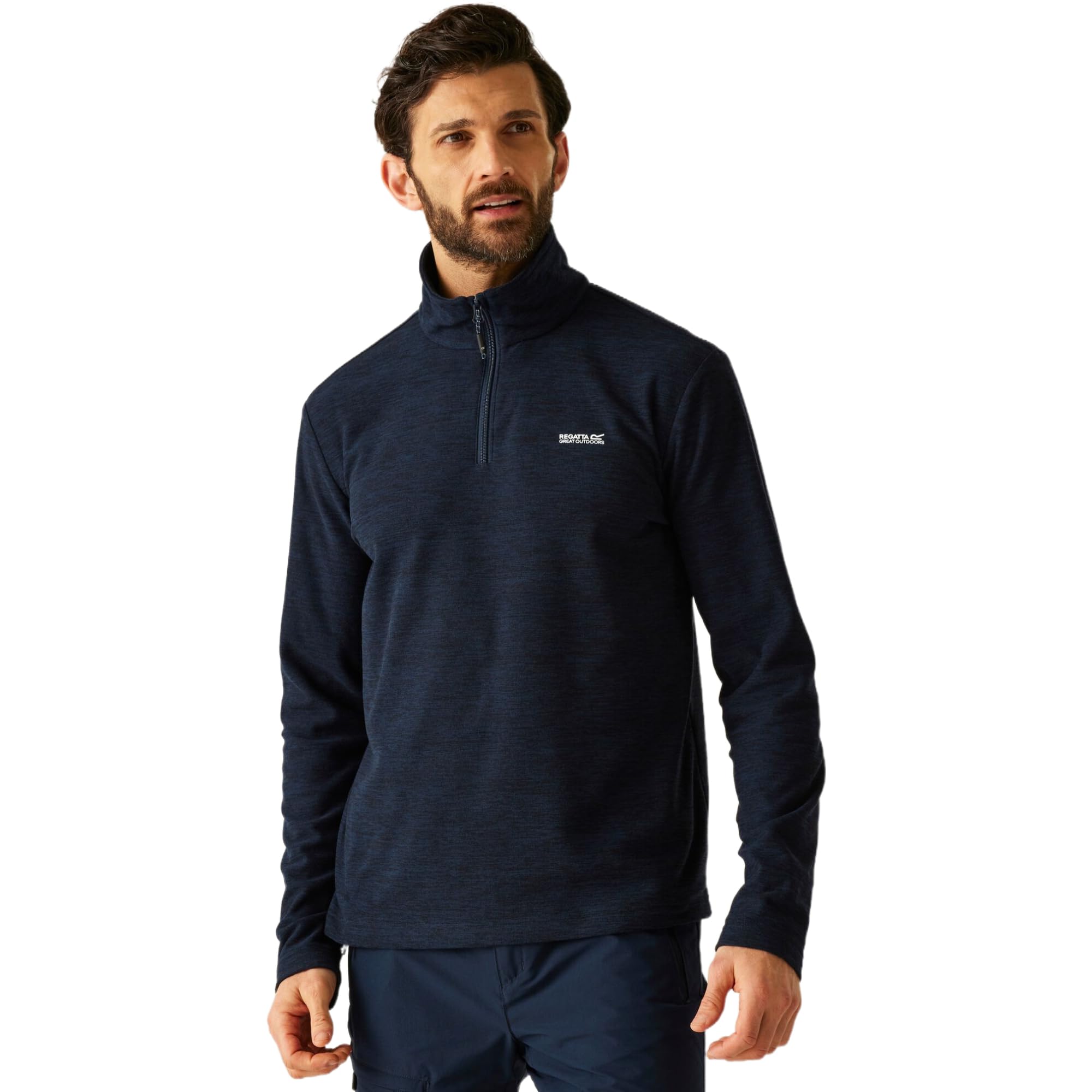 Regatta Mens Thompson Marl Half Zip Fleece Anti-Pill Quick Dry Winter Layer Top