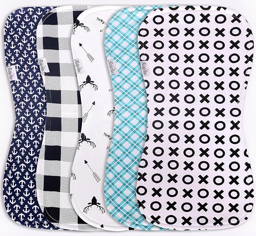 Image of KiddyStar 5-Pack Burp Cloths – Organic Cotton, Soft, Large & Absorbent 3-Layer Towels for Newborns – Essential for Feeding & Spit-Up