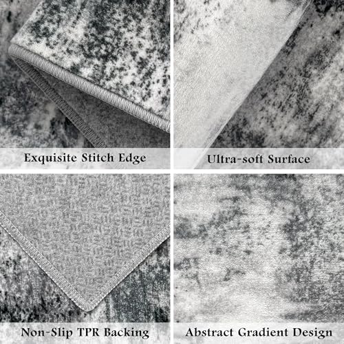 Tritard Upgrade Ultra Non Slip Kitchen Rugs Sets of 3 Washable Kitchen Mats for Floor Abstract Kitchen Runner Rug Soft Floor Mat Set Kitchen Carpet Rugs for Hallway, Laundry, Entryway, Office, Grey by Tritard - Used condition - Image 4
