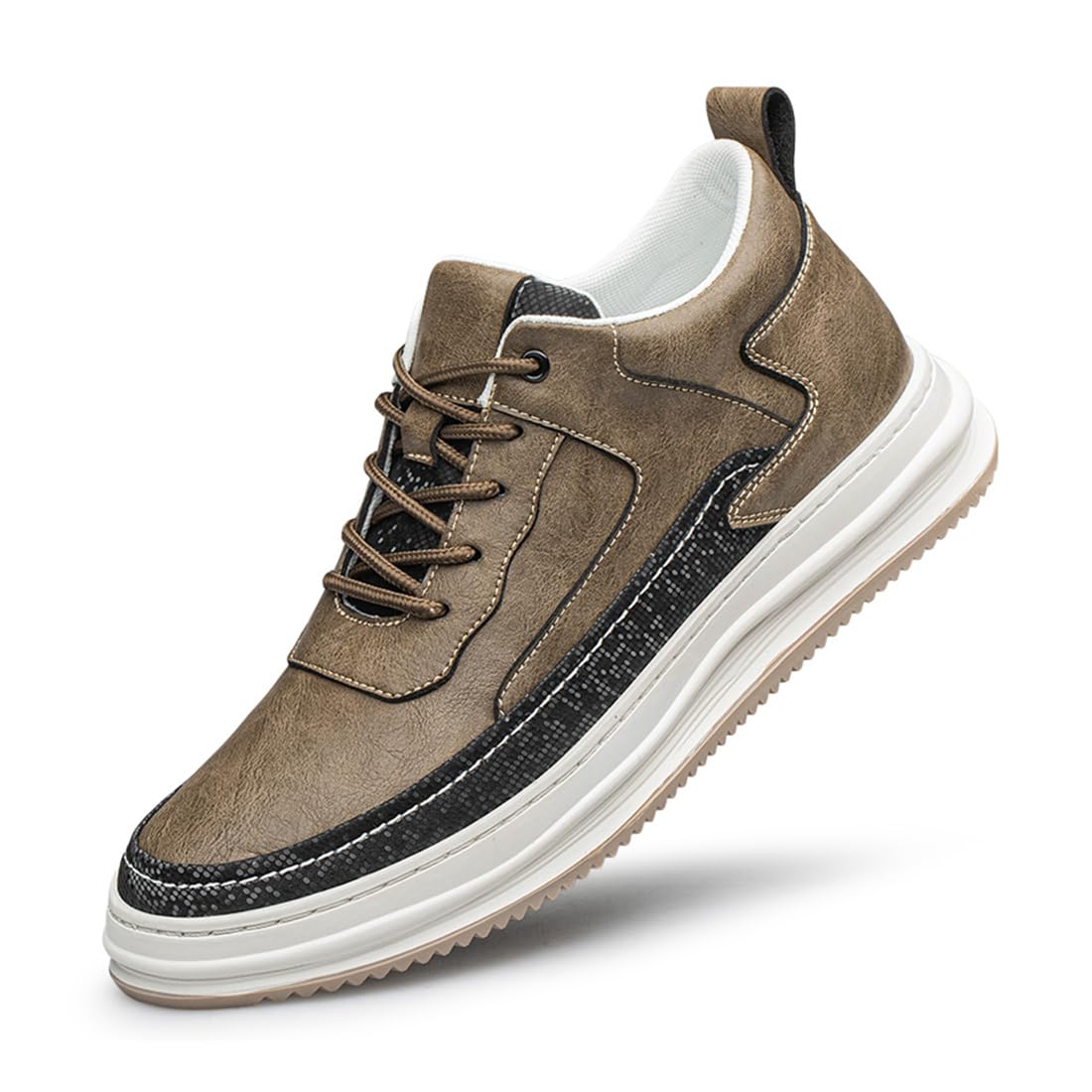 Men's Elevator Shoes, Slip on Invisible Height Increasing Trainers for Men Fashion Breathable Leather Elevated Shoes