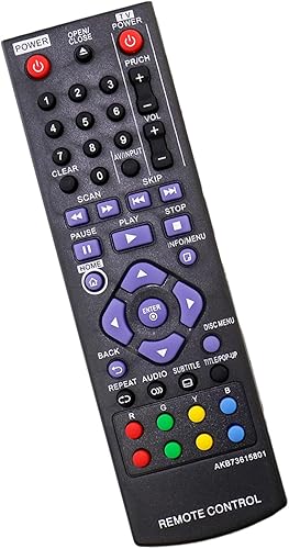 AKB73615801 Reemplazo de control remoto para LG Blu-Ray Disc DVD Player BD220 BD630 BP125 BP125N BP135W-N BP200 BP220 BP220N BP320 BP320N BP325 N