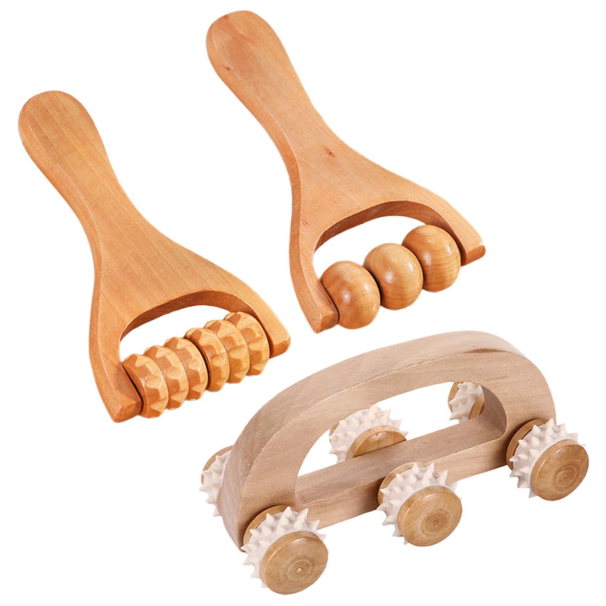 FOMIYES 5 Juegos Conjunto De Masajeador Jaula Botones De Estilo Británico Masajeador De Pies Massage Roller Masajeadores Faciales Masajeador De Madera Masajeadores De Mano 3 Piezas * 5