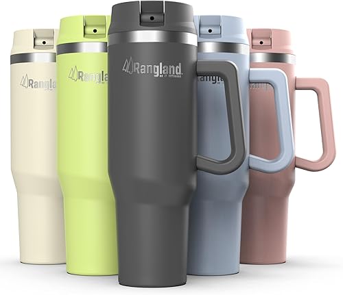 Vaso de 40 oz a prueba de fugas con asa y funda protectora de transporte, taza para botella de agua aislada con tapa con popote a prueba de derrames