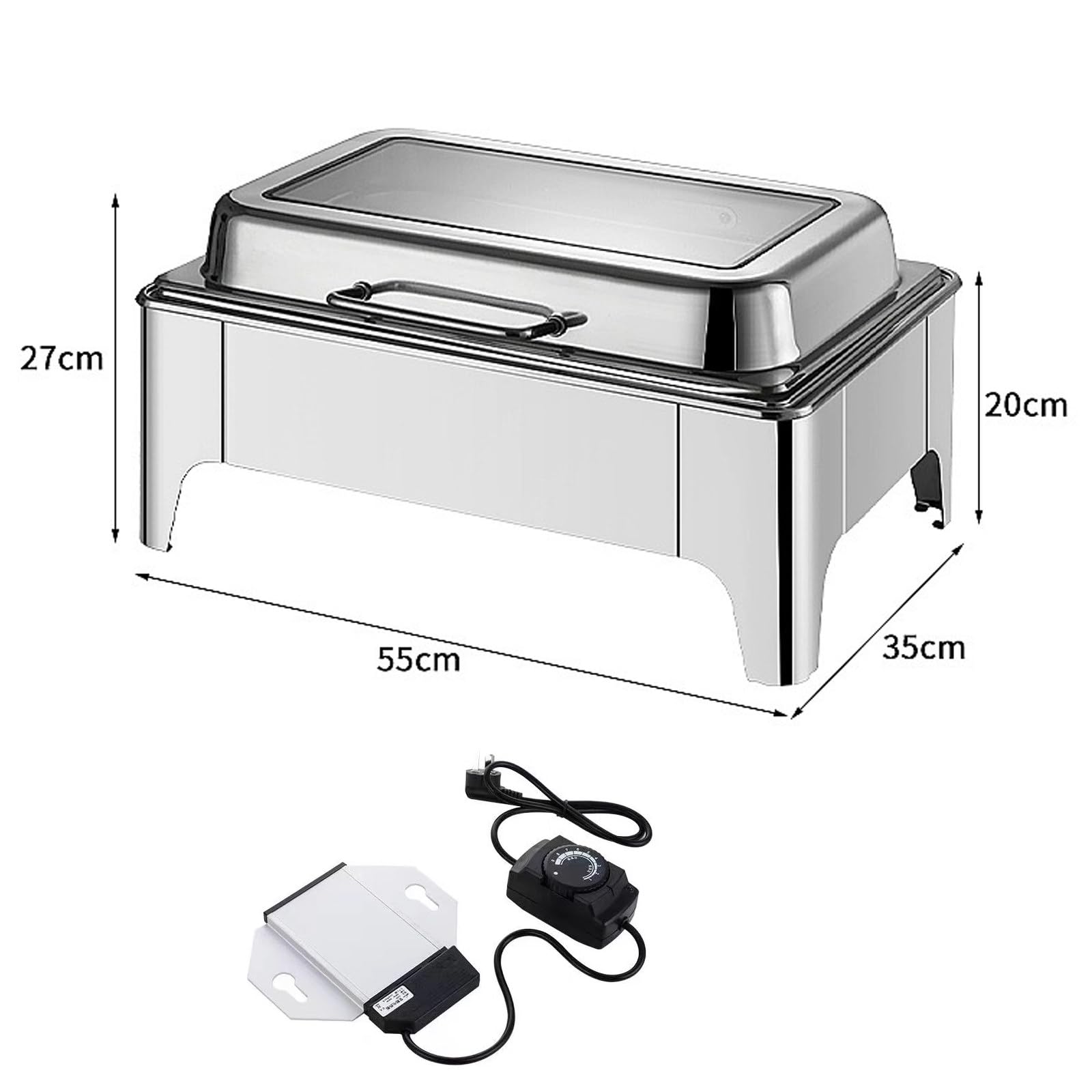 Chafing Dishes para Buffet, Chafing Dish De Acero Inoxidable, Chafing Dishes Y Calentadores De Buffet con Bandeja para Comida Y Agua, para Cualquier Fiesta,9QT
