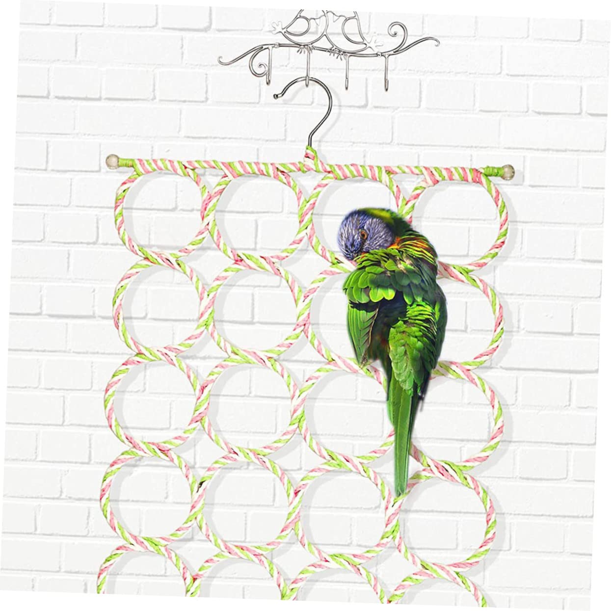 Mikikit 2Pcs Parrot Swing Rope Climbing Net for Birds Bird Cage Accessory for Fun Playful Environments for Parakeets and Cockatiels