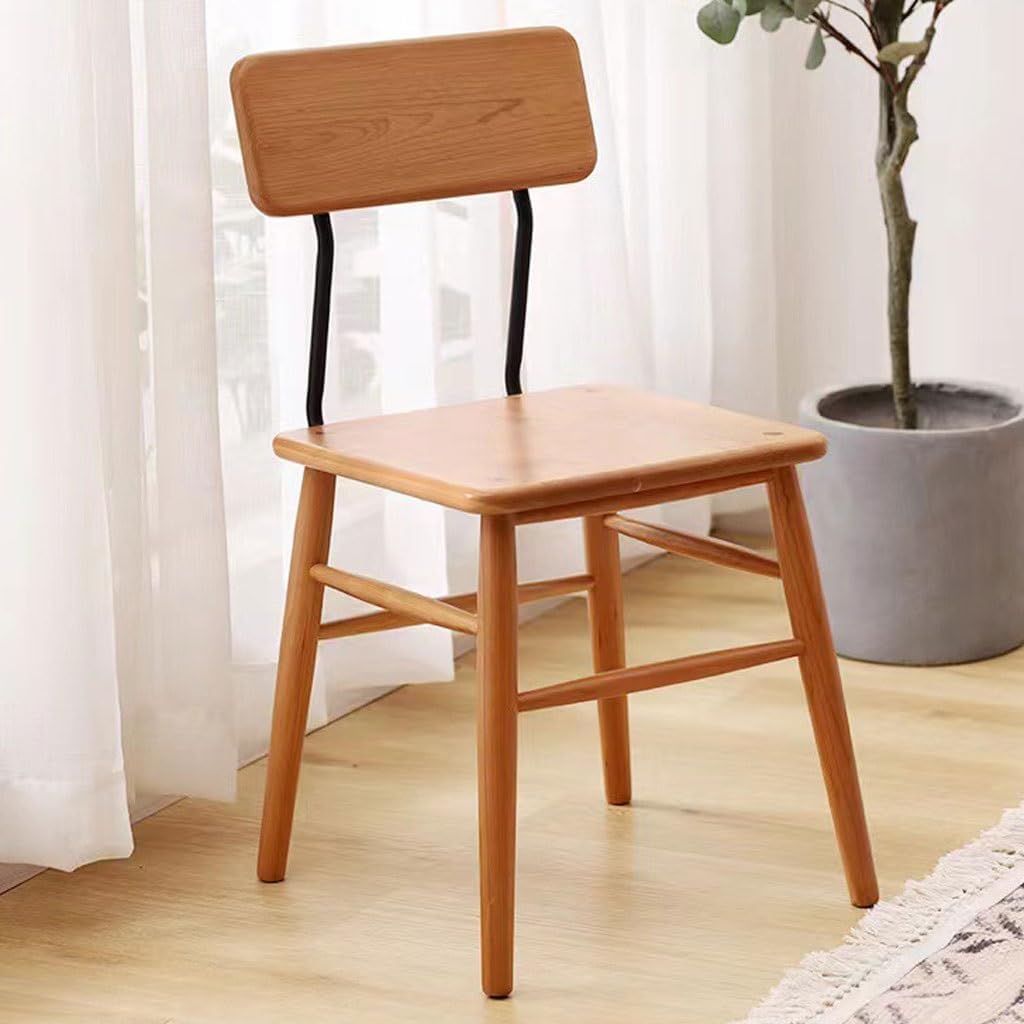 Comfortable Desk Chair Solid Wood Simple Dining Chair Wood Color Leisure Chair Armless Dressing Chair Suitable for Balcony Living Room and Bedroom Home Office Desk Chairs