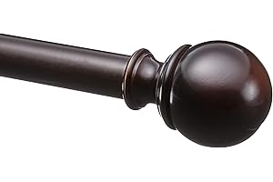 Amazon Basics 1.25" Curtain Rod with Round Finials, 1-Pack, 72" to 144", Dark Bronze (Espresso)