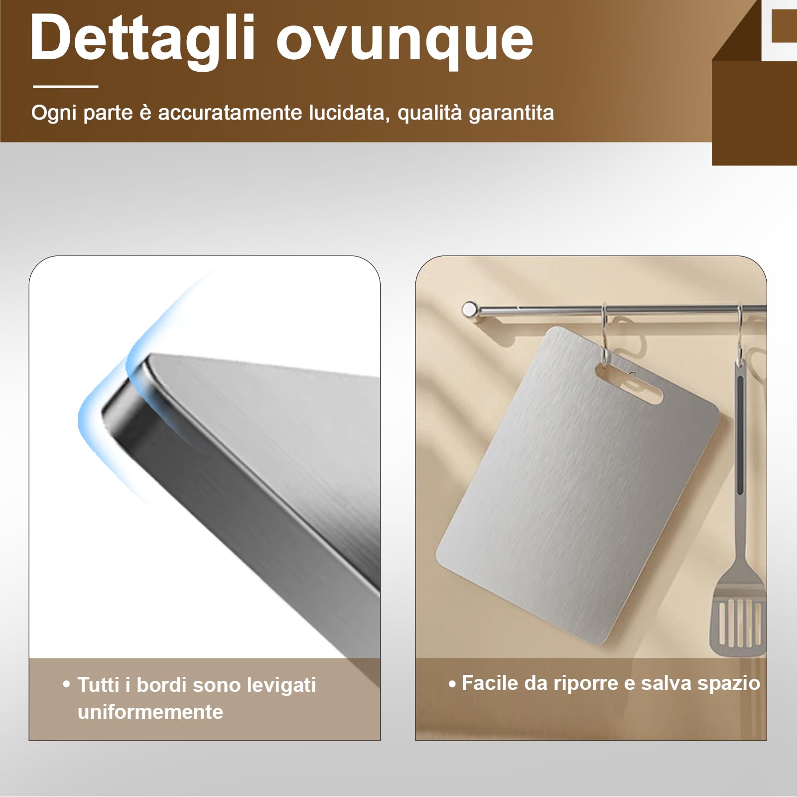 Tagliere in Titanio - 100% Titanio Puro, Doppio Lato per Carne e Verdure, Ideale per Casa e Outdoor (25×35CM)