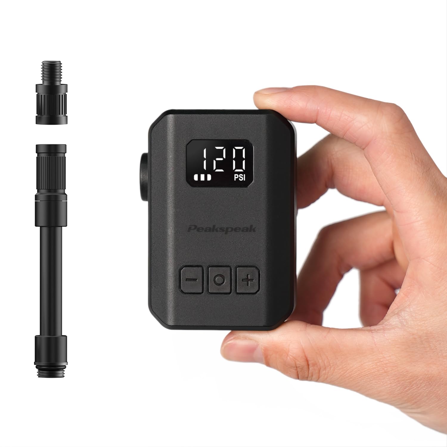 Peakspeak Elektrische Mini Fahrradpumpe AS260PRO, 120PSI Luftpumpe Fahrrad elektrisch mit Manometer, Auto-Stopp, USB-C Akku, Ideal für Rennrad MTB Motorrad mit Presta/Schrader Ventilen