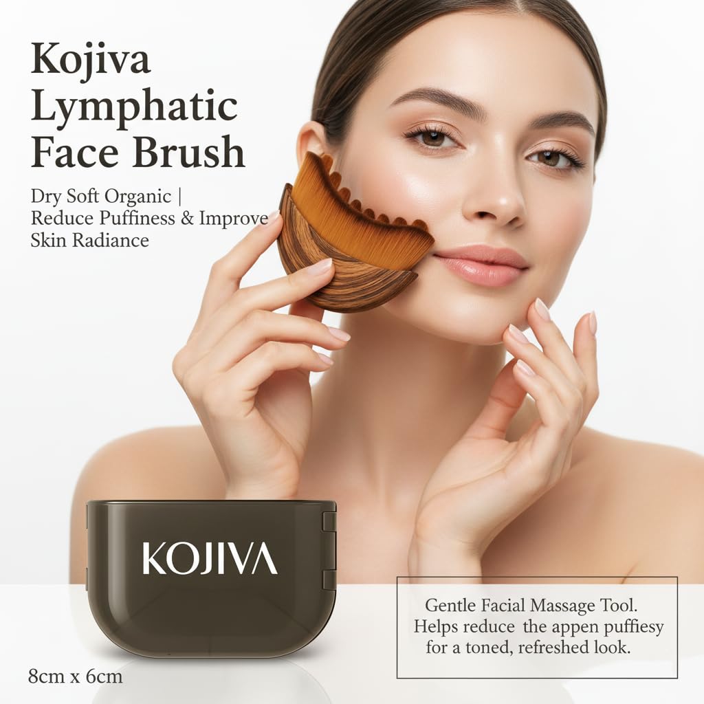 Kojiva Lymphatic Face Brush,Kojiva Face Brush,Dry Soft Organic Reduce Puffiness Improve Skin & Radiance Relieve Fatigue - Ergonomic Design for Daily Skin.(1pc) - 3