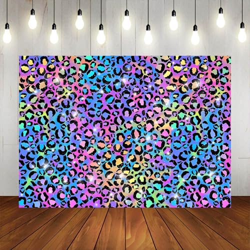 Fondo Neón Arcoíris Leopardo 7x5ft para Fotografía miniatura 5